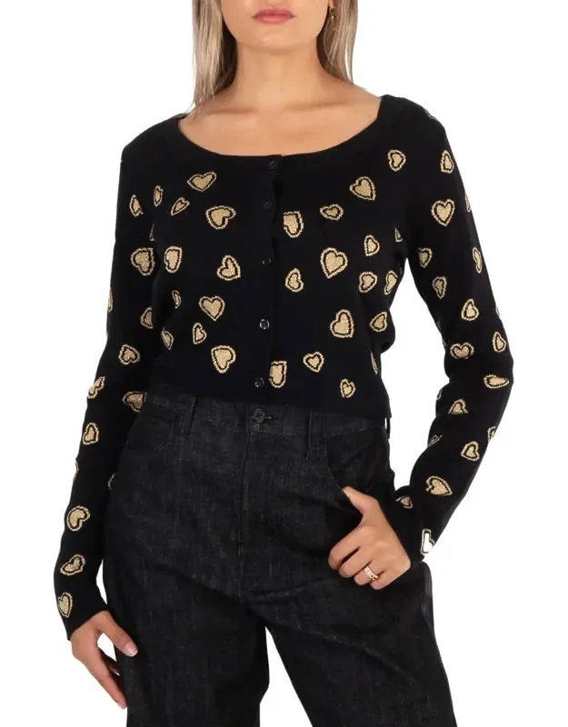 Heart-intarsia Cardigan