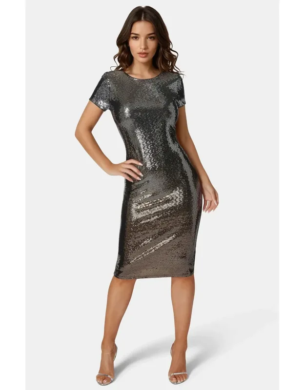 Ombre Sequin Midi T-shirt Dress