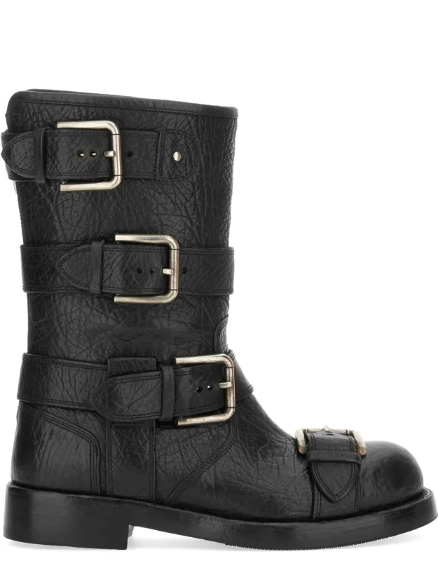 Leather Boots With Buckles