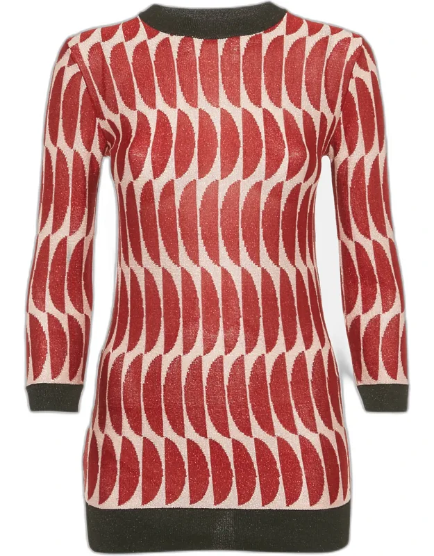 Patterned Lurex Knit Sheer Jumper