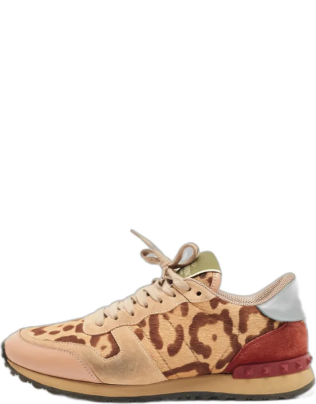 Multicolor Leopard Print Calfhair And Suede Rockrunner Sneakers