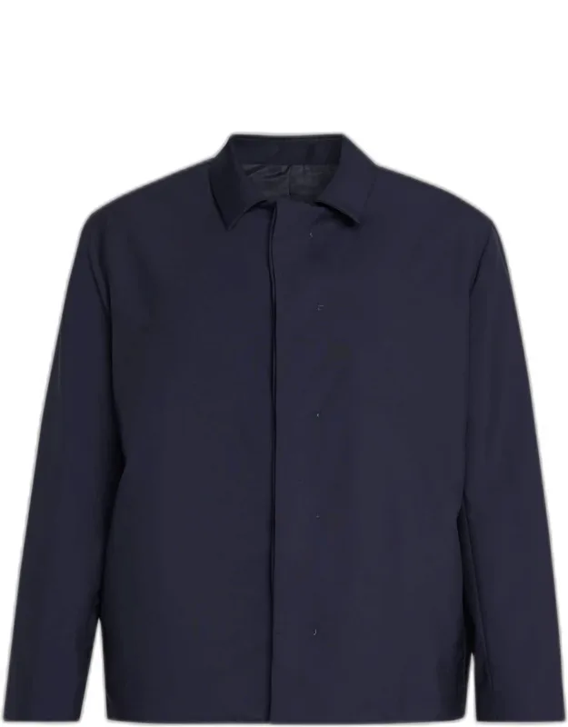 Wool Hidden Button-front Bomber Jacket