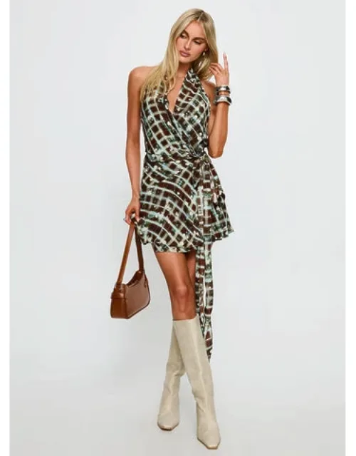 Brissa Halter Wrap Mini Dress