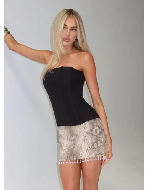 Bead Fringe Sequin Mini Skirt