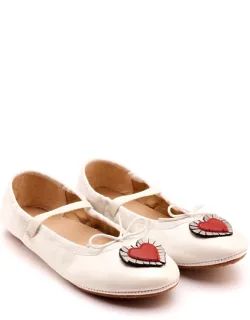 Heart Ruffle Leather Loafers