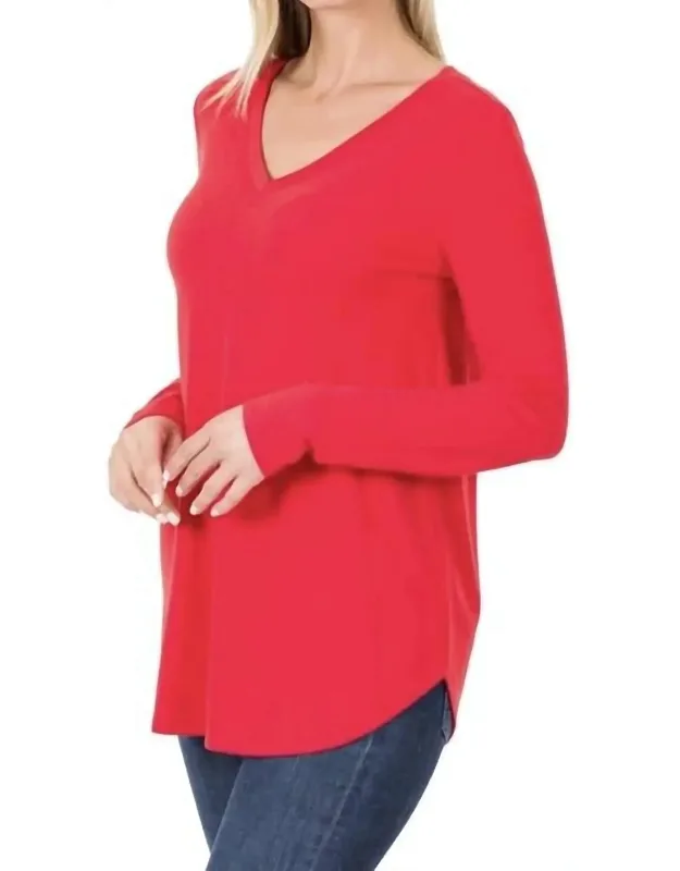 Long Sleeve Round Neck Hem Top