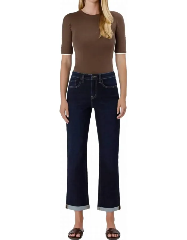 Lola High Rise Cuffed Cropped Straight Leg Jeans
