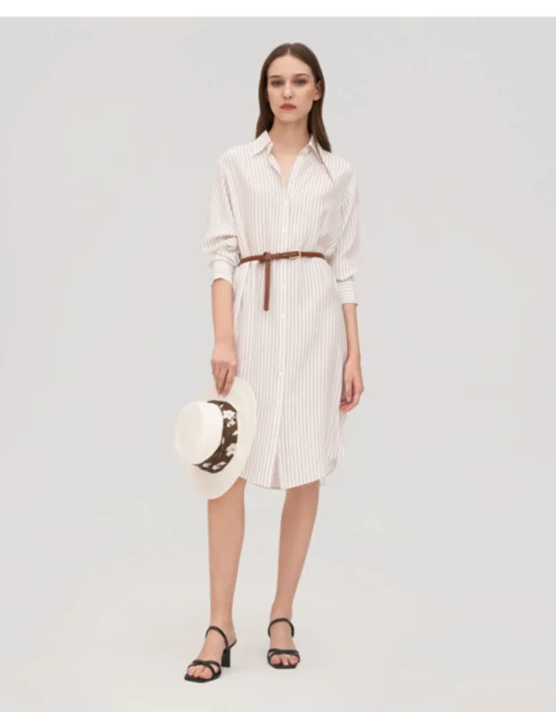 Pinstriped Shirt Dress