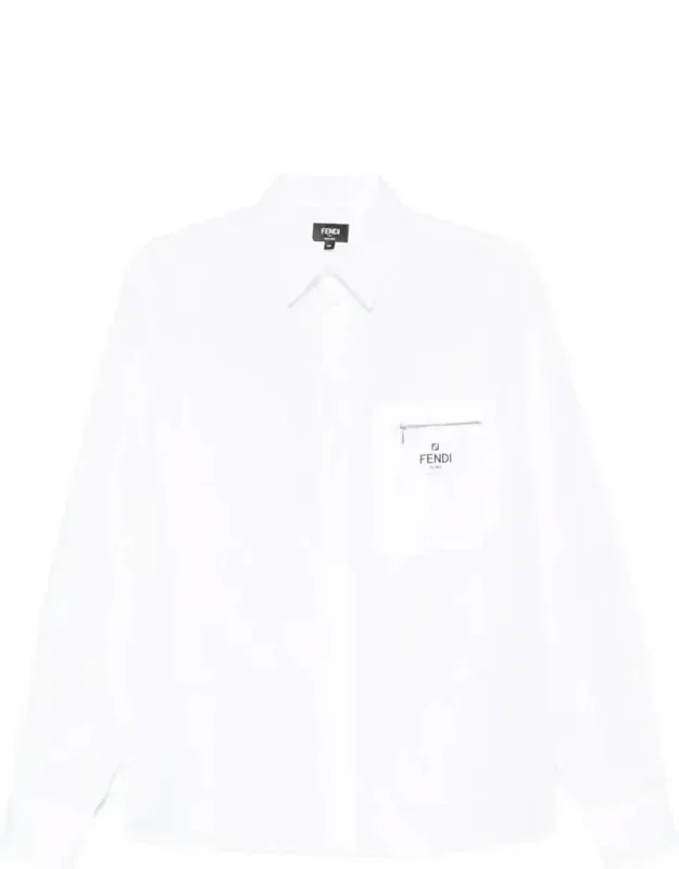 Boxy Fit Cotton Shirt With Zip Pocket