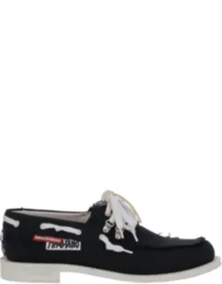 Loafers With Logo Patch On The Side And Front Laces In Cotton