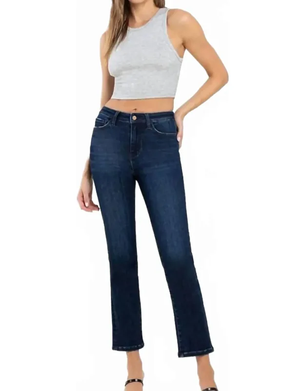 High Rise Ankle Slim Straight Jeans