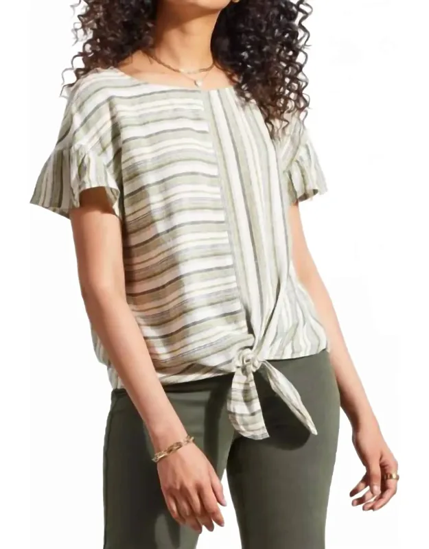 Tie-front Frilled Sleeve Blouse
