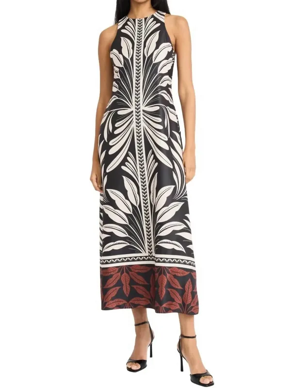 Raye Leaf Print Maxi Dress
