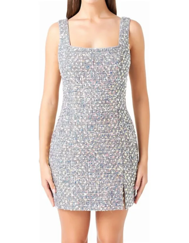 Sequin Tweed Mini Dress
