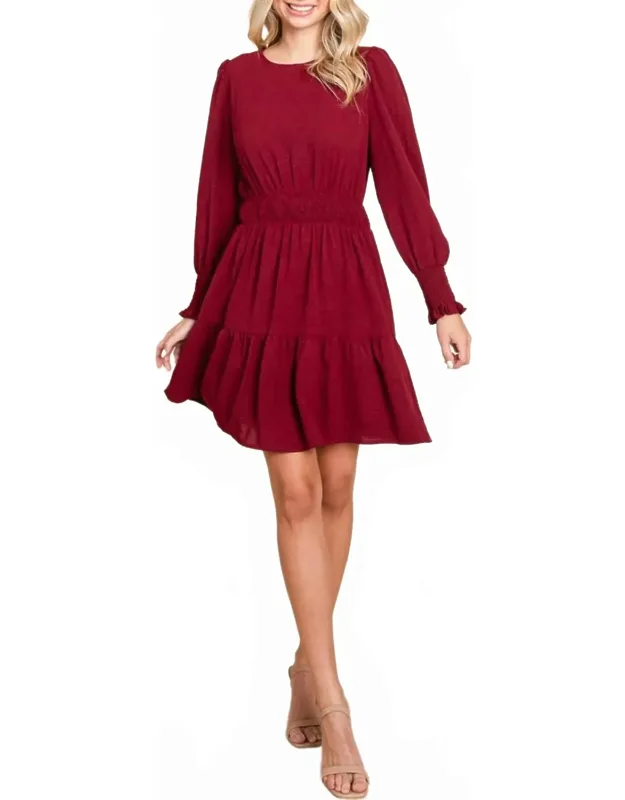 Long Sleeve Tiered Mini Dress
