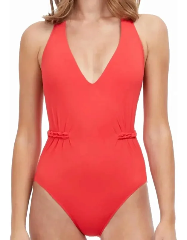Braided Elegance V-collar One-piece Swimsuit