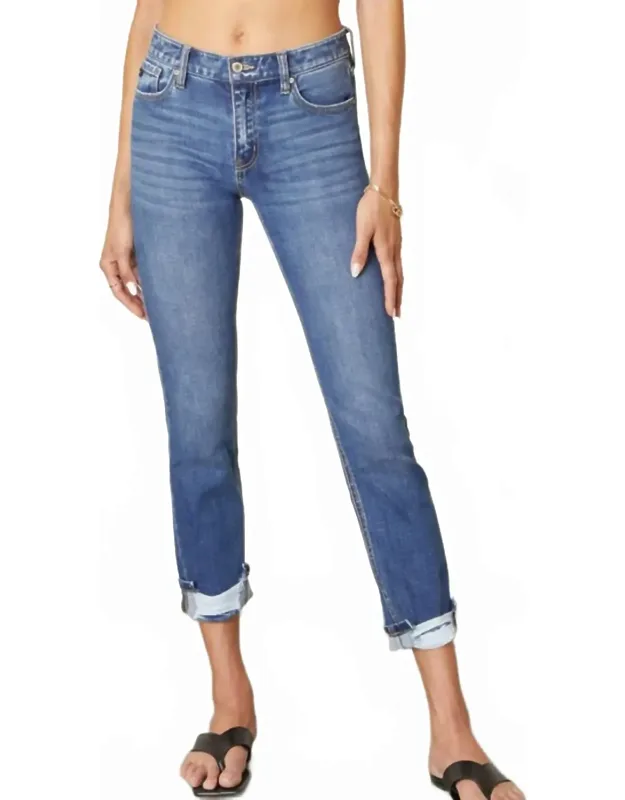 Mid Rise Slim Straight Leg Jeans