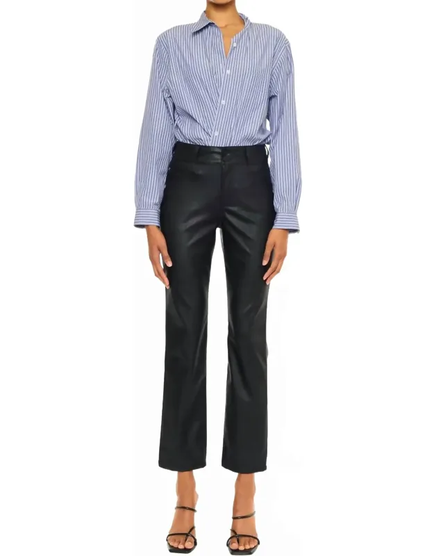 High Rise Faux Leather Skinny Straight Leg Jeans