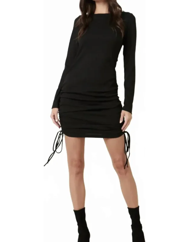 Ruched Detail Cut Out Back Mini Dress