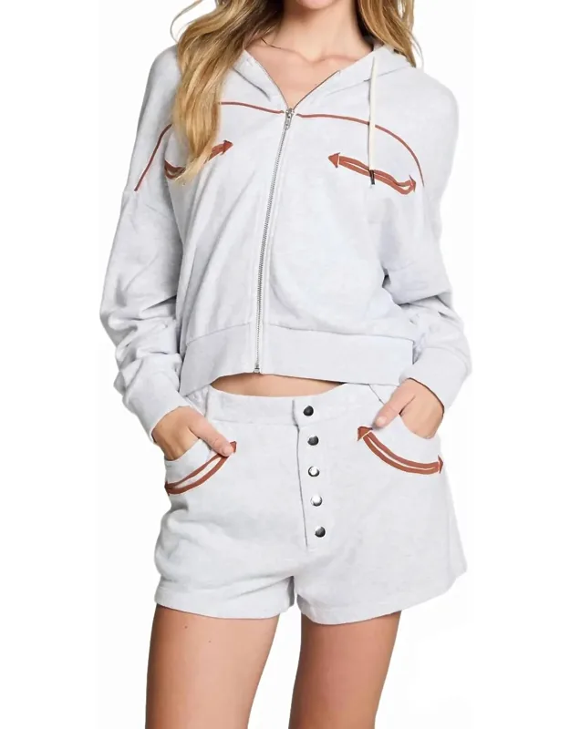 Western Details Zip Up Hoodie