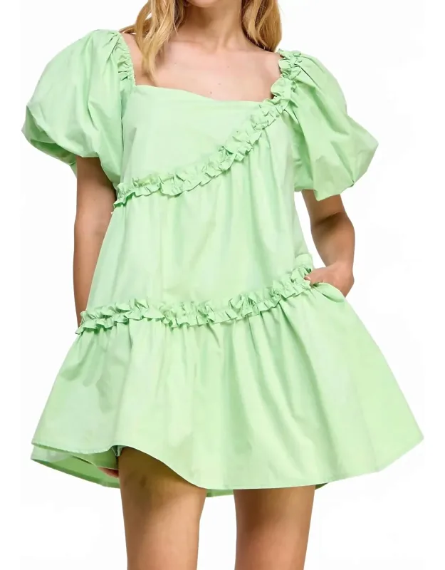 Asymmetric Ruffle Mini Dress