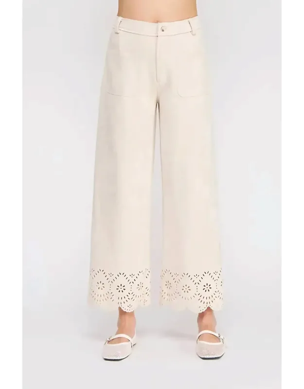 Suede Laser Cut Wide Leg Pants