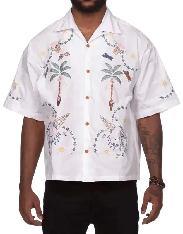 Cropped Fit Short Sleeve Woven Shirt