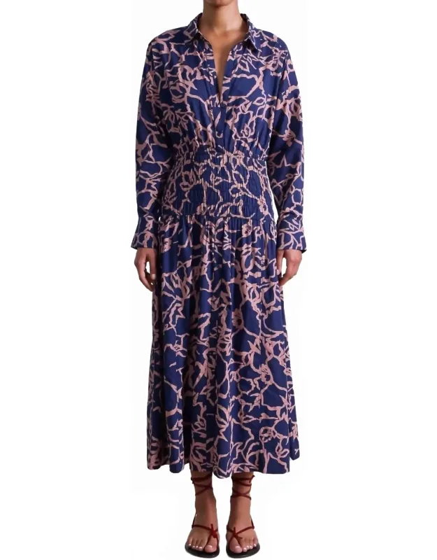 Smocked Shirt Dress In Lace Floral