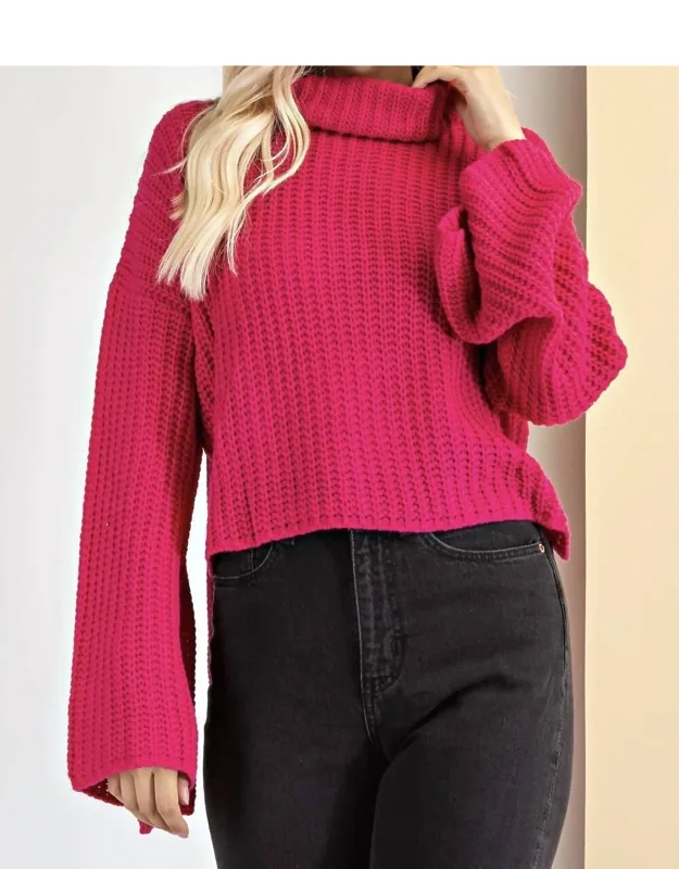 Turtle Neck Sweater With Slit At The Sides
