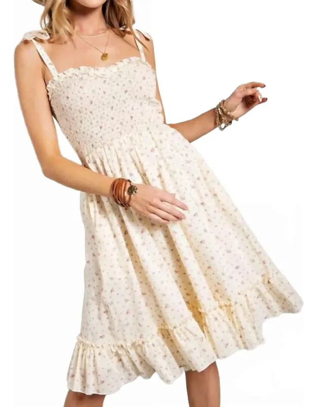Flower Print Smocked Dress