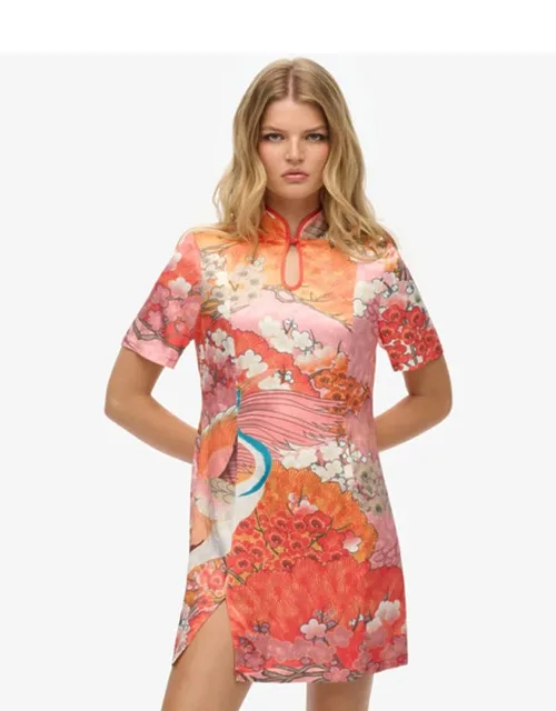 Mandarin Jacquard Mini Dress