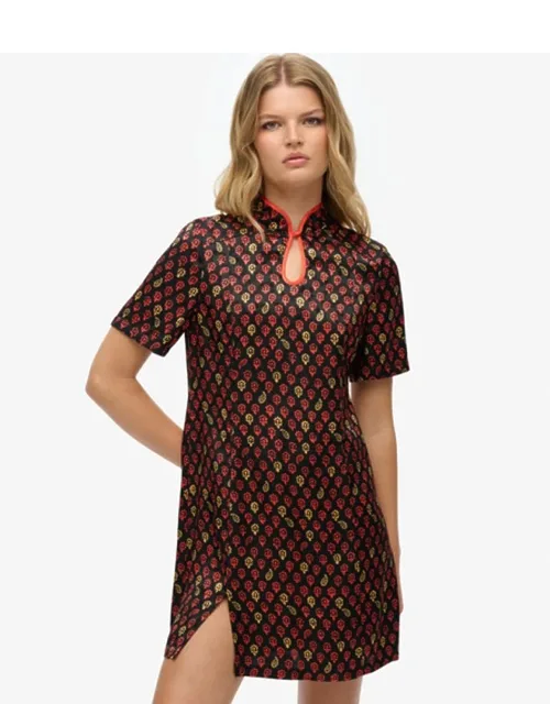 Mandarin Jacquard Mini Dress