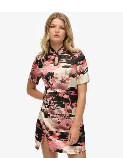Mandarin Jacquard Mini Dress