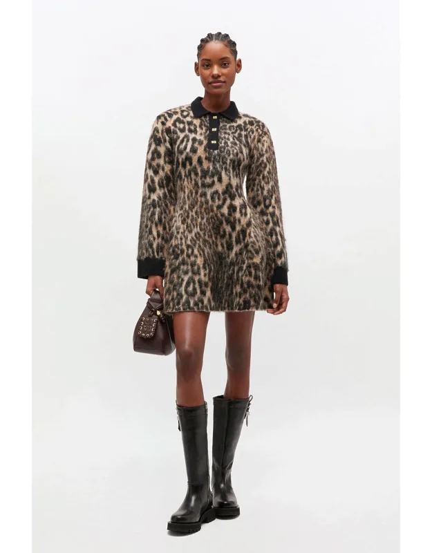Mixed Leopard Polo Dress