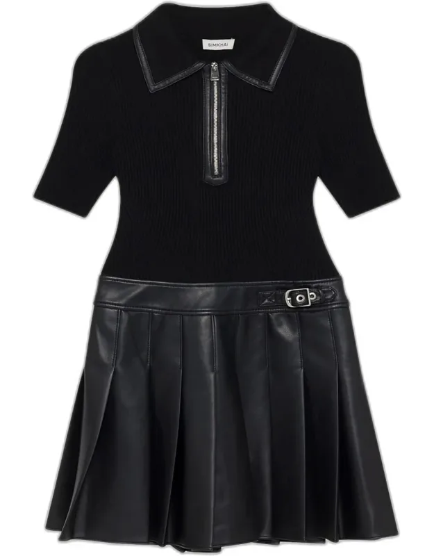 Pleated Combo Mini Dress