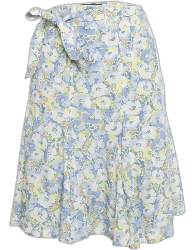 Floral Print Crepe Wrap Skirt
