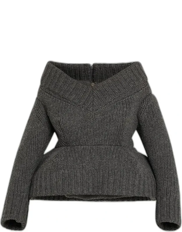 Padded V-neck Peplum Sweater