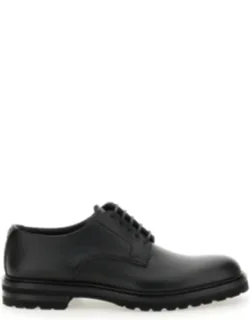 Altavilla Derby Lace-up Shoes With Metal Logo On Heel In Brushed Leather