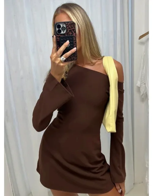 Adrietta Long Sleeve Off Shoulder Knit Mini Dress
