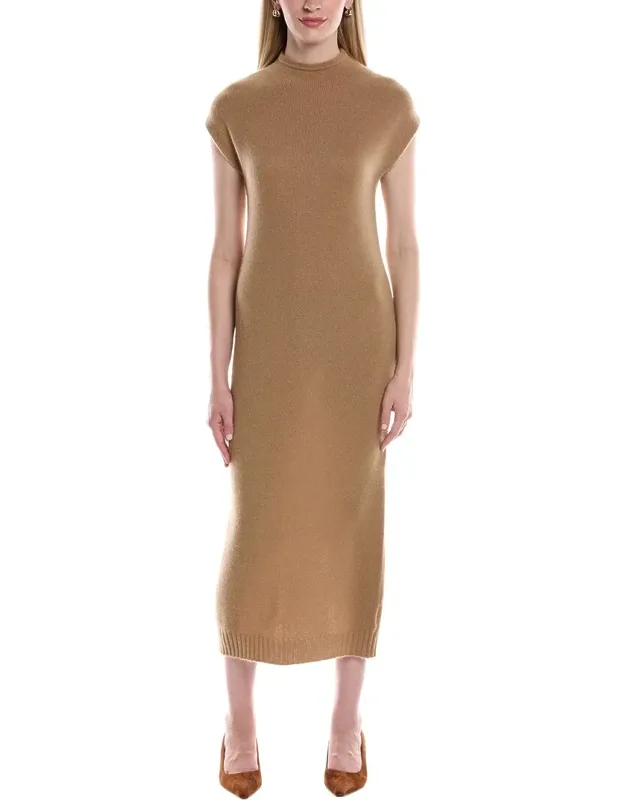 Funnel Neck Cashmere Midi Sweaterdress