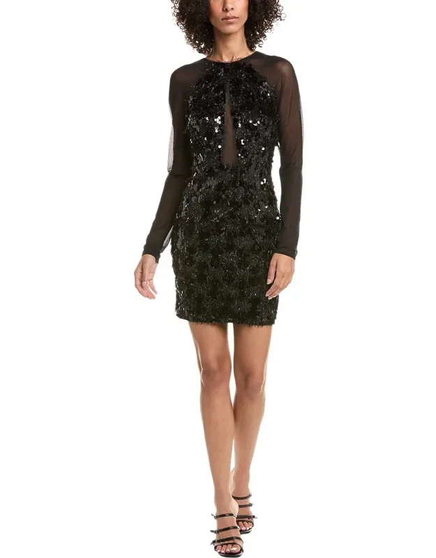 Dina Sequin Eyelash Fringe Mini Dress