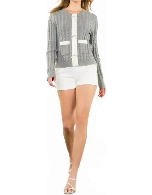 Rib Knit Bow Cardigan