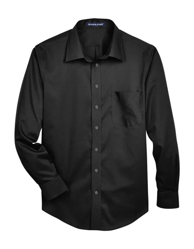 Crown Collection Solid Stretch Twill Woven Dress Shirt