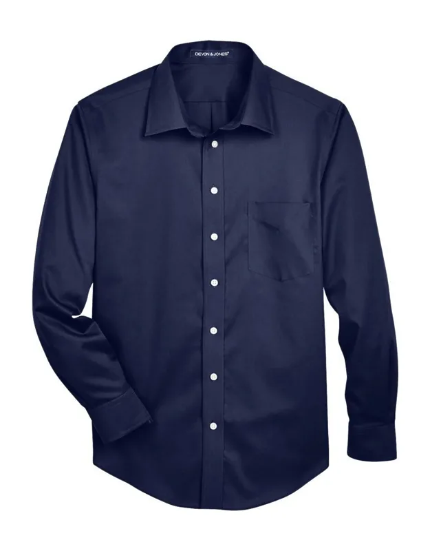 Crown Collection Solid Stretch Twill Woven Dress Shirt