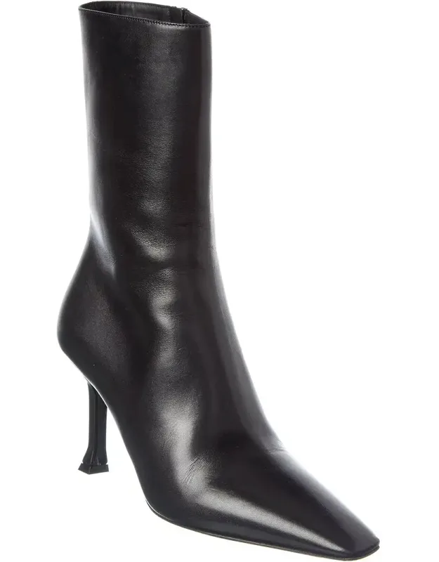 Ferragamo Bootie With Gold-tone Hardware And Squared Toe
