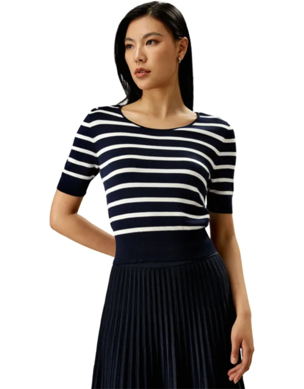 Striped Cropped Knit Top