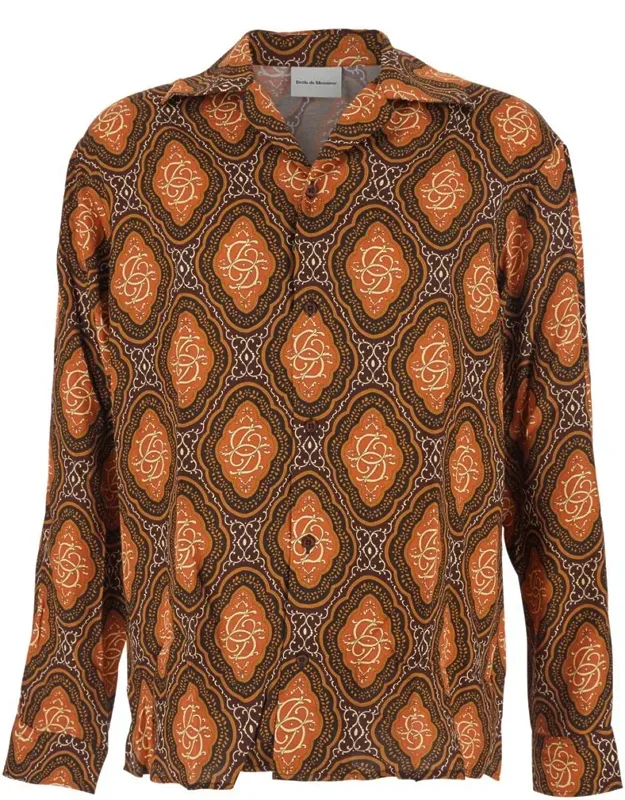 Medallion Cuban Collar Shirt With All-over Pattern In Viscose