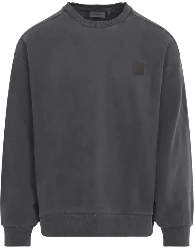 Sweatshirt Crafted From Washed Cotton, Overdyed Square Label