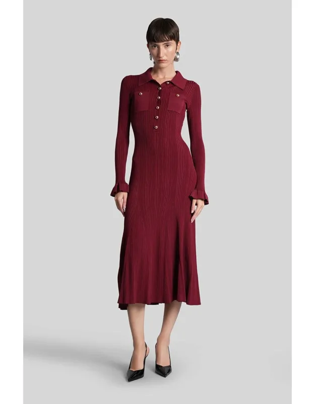 Long Dress With Collar And Gold Buttons