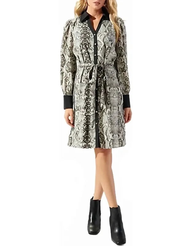 Celeste Snake Skin Button Front Dress